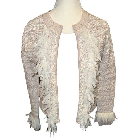 Club Monaco Mahssa Wool Sweater Jacket Size XS Preppy Tweed Fringe - Picture 4 of 8